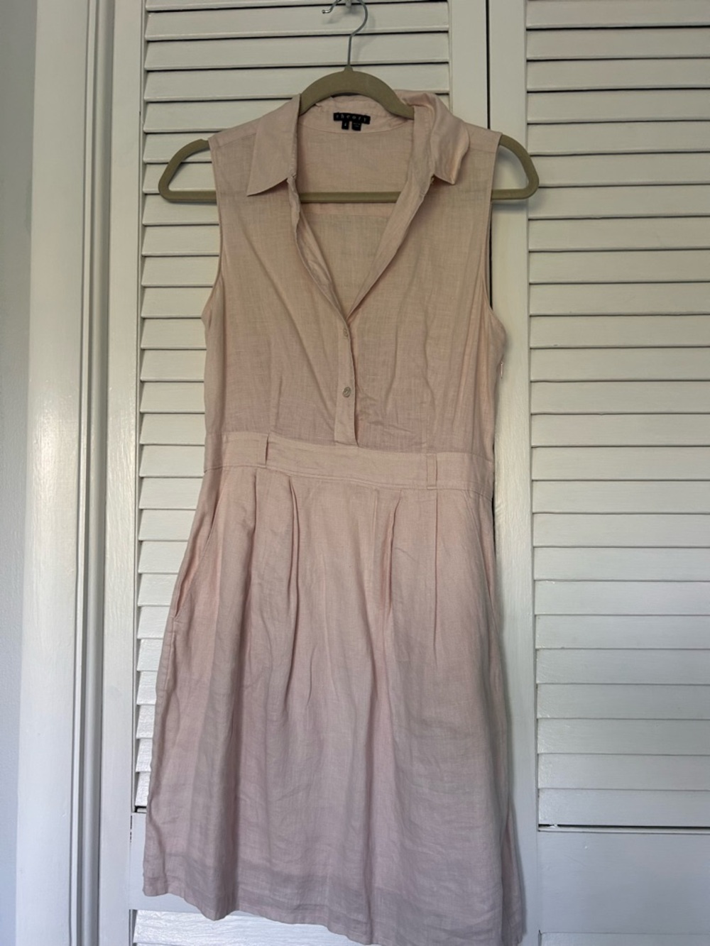 Theory linen tan Sleeveless Collared Mini Dress 4